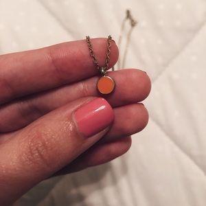 Small Round Gold & Peach Dot Pendant Necklace